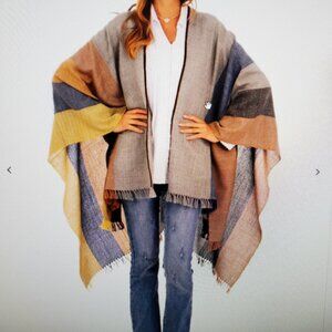 Novica Multicolored Striped Ruana Woven from 100% Baby Alpaca